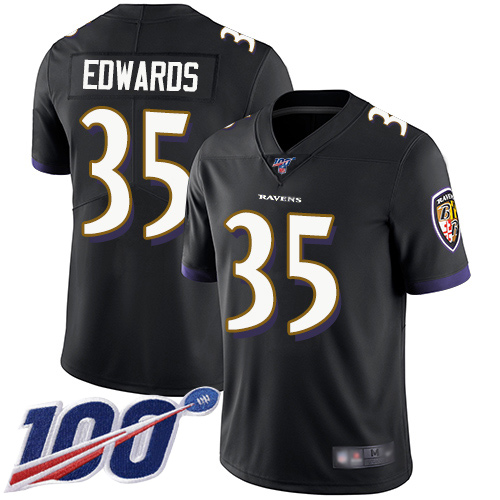 Baltimore Ravens Limited Black Men Gus Edwards Alternate Jersey NFL Football #35 100th Season Vapor Untouchable->nfl t-shirts->Sports Accessory